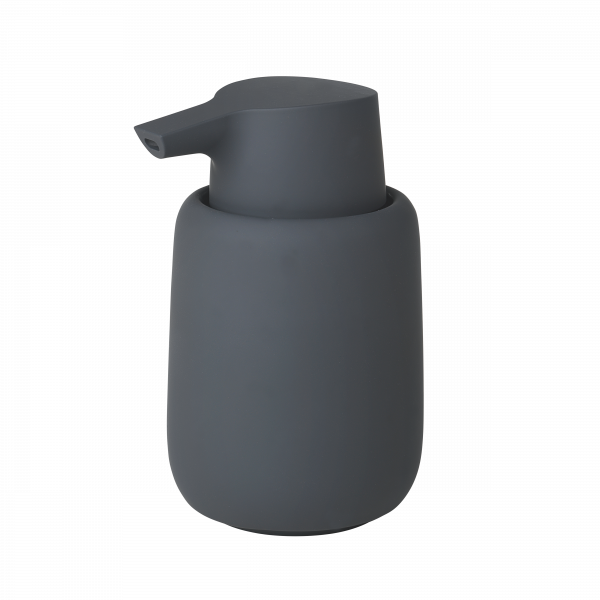 Matte grauer Seifenspender mit einem eleganten, modernen Design für jede Badezimmer- oder Küchendekoration.