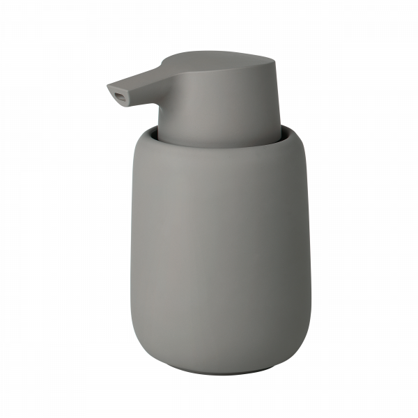 Matte grauer Seifenspender mit einem eleganten, modernen Design für zeitgenössische Badezimmer.