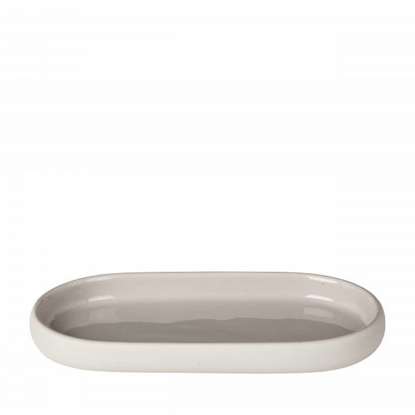Elegante ovale Keramikteller in sanften Grautönen, perfekt zum Servieren oder Dekorieren.