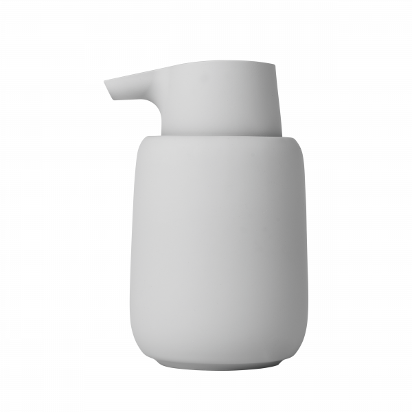 Minimalistischer weißer Seifenspender mit einem eleganten Design.