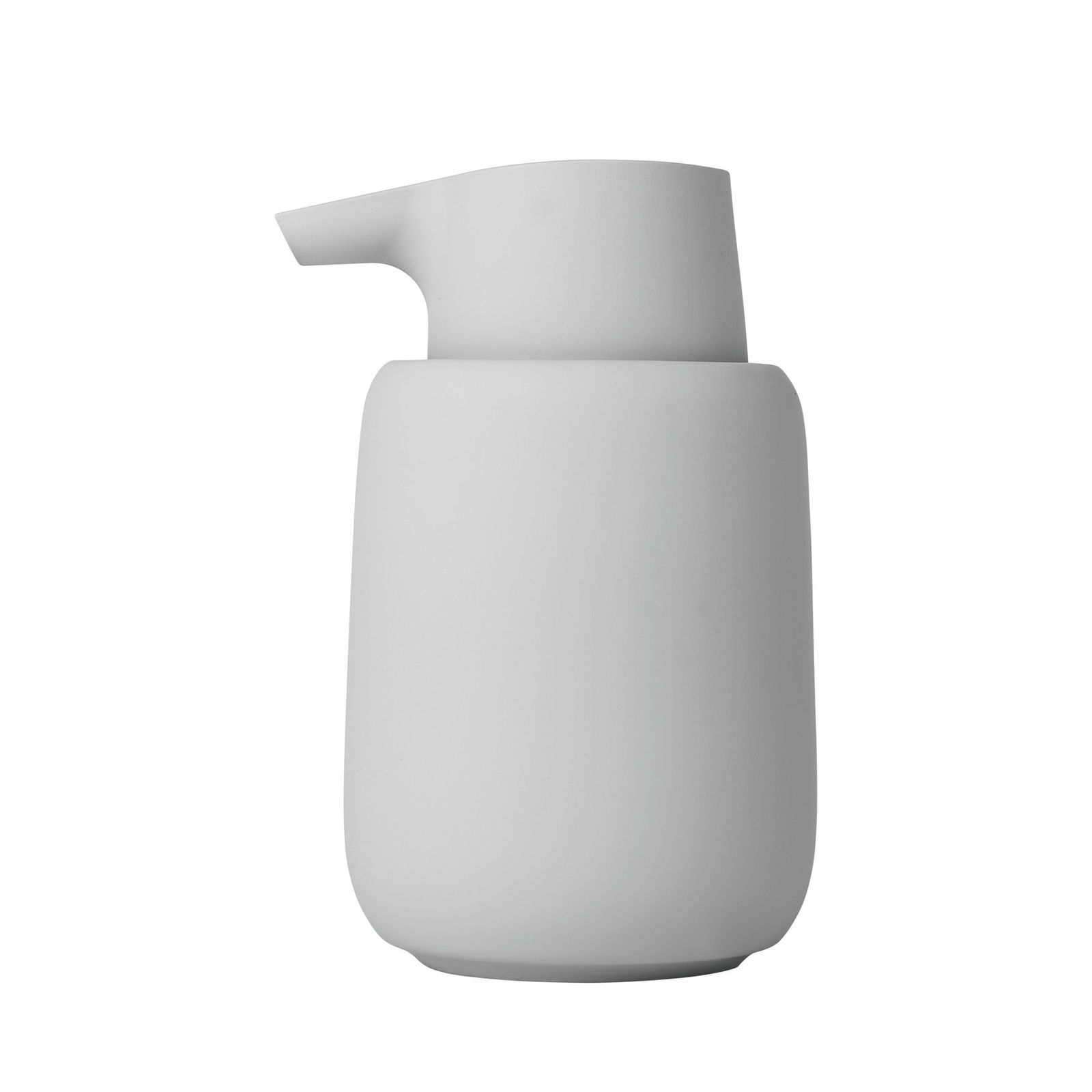 Minimalistischer weißer Seifenspender mit einem eleganten Design.
