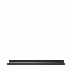 Minimalist black shelf on a white background for modern home decor.