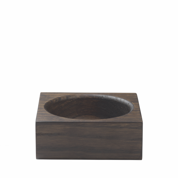 Stylish wooden bowl with a round cavity, perfect for home decor or serving.