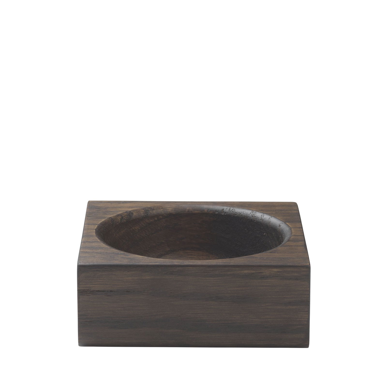 Stylish wooden bowl with a round cavity, perfect for home decor or serving.