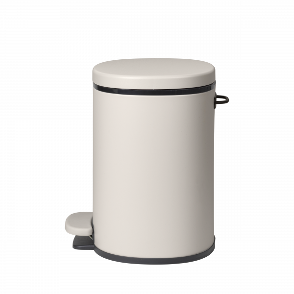 Stylish beige pedal trash bin with a sleek design and foot-operated lid.