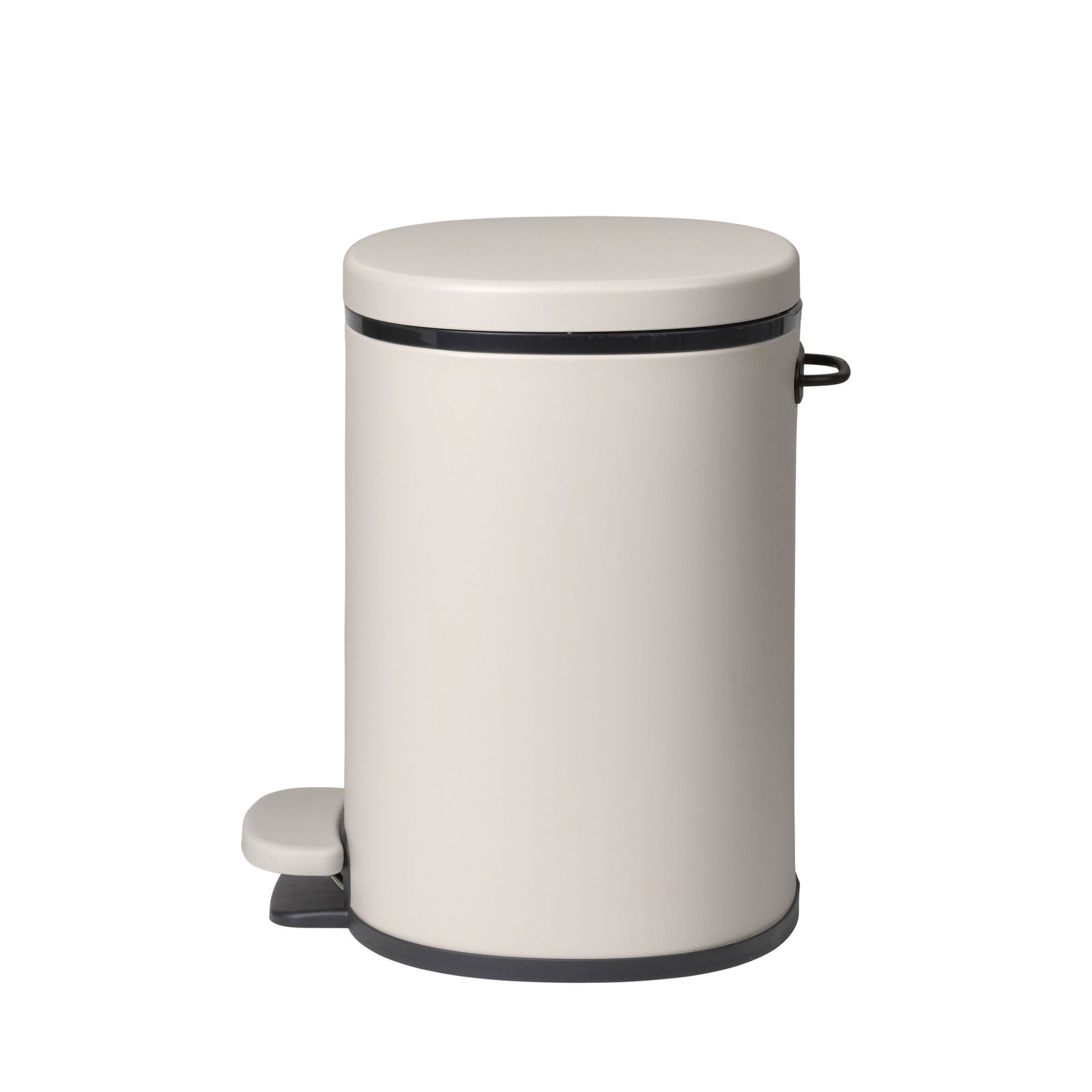 Stylish beige pedal trash bin with a sleek design and foot-operated lid.