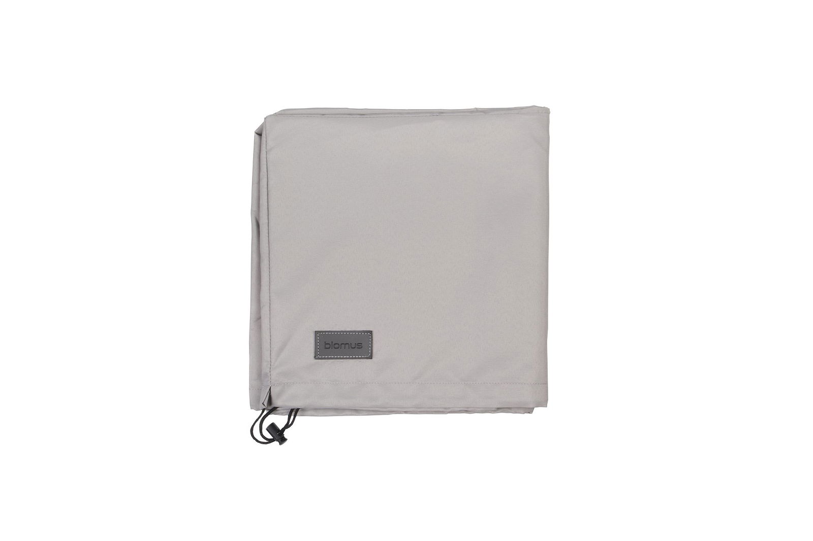 Light grey multifunctional fabric storage bag with a zipper and logo tag.