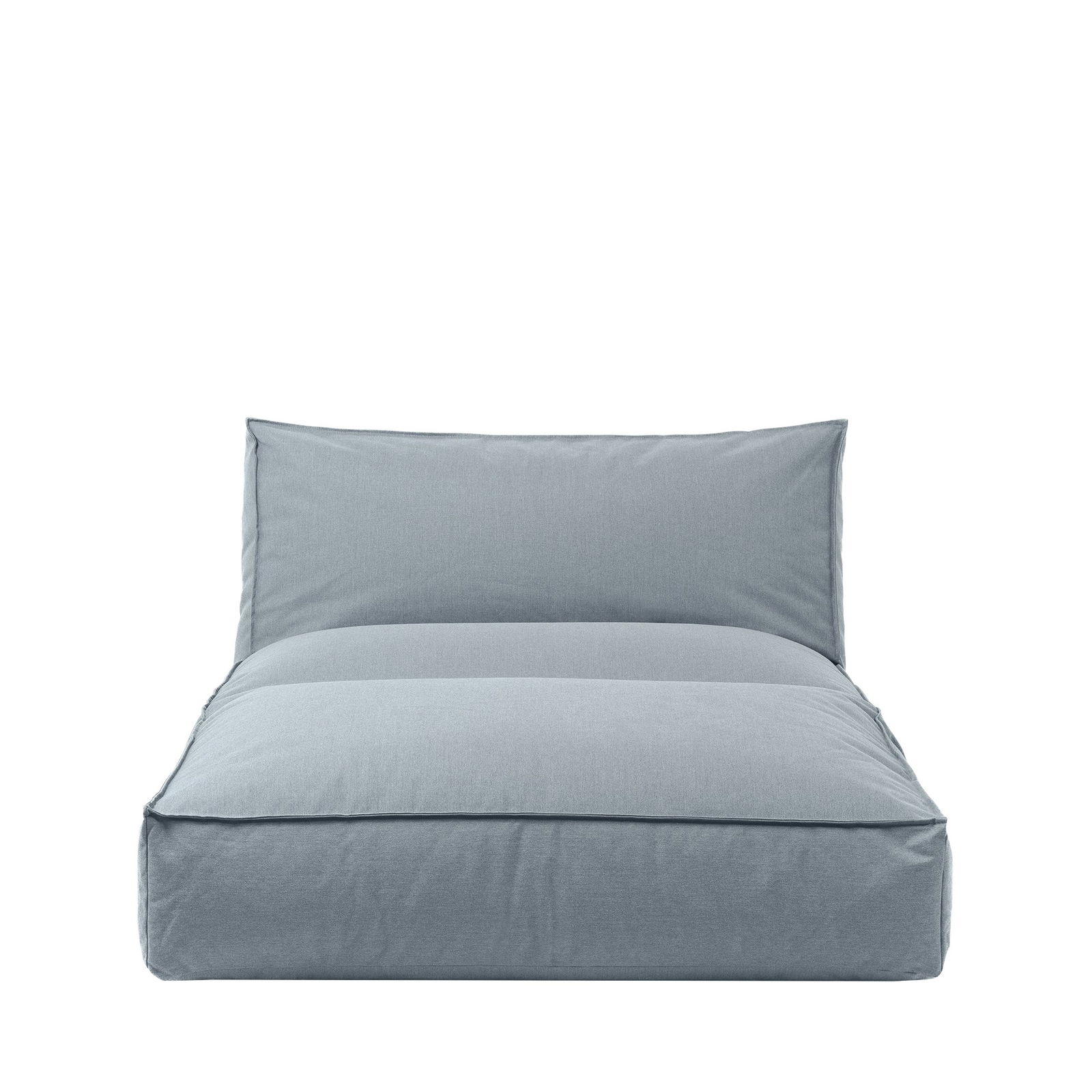 Elegant gray lounge chair with a minimalist design and soft cushioning for comfort.