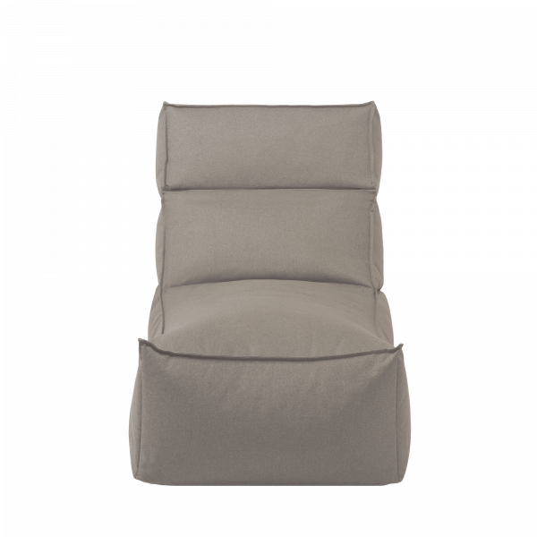 Casual gray bean bag chair with back support for relaxed seating in modern interiors.