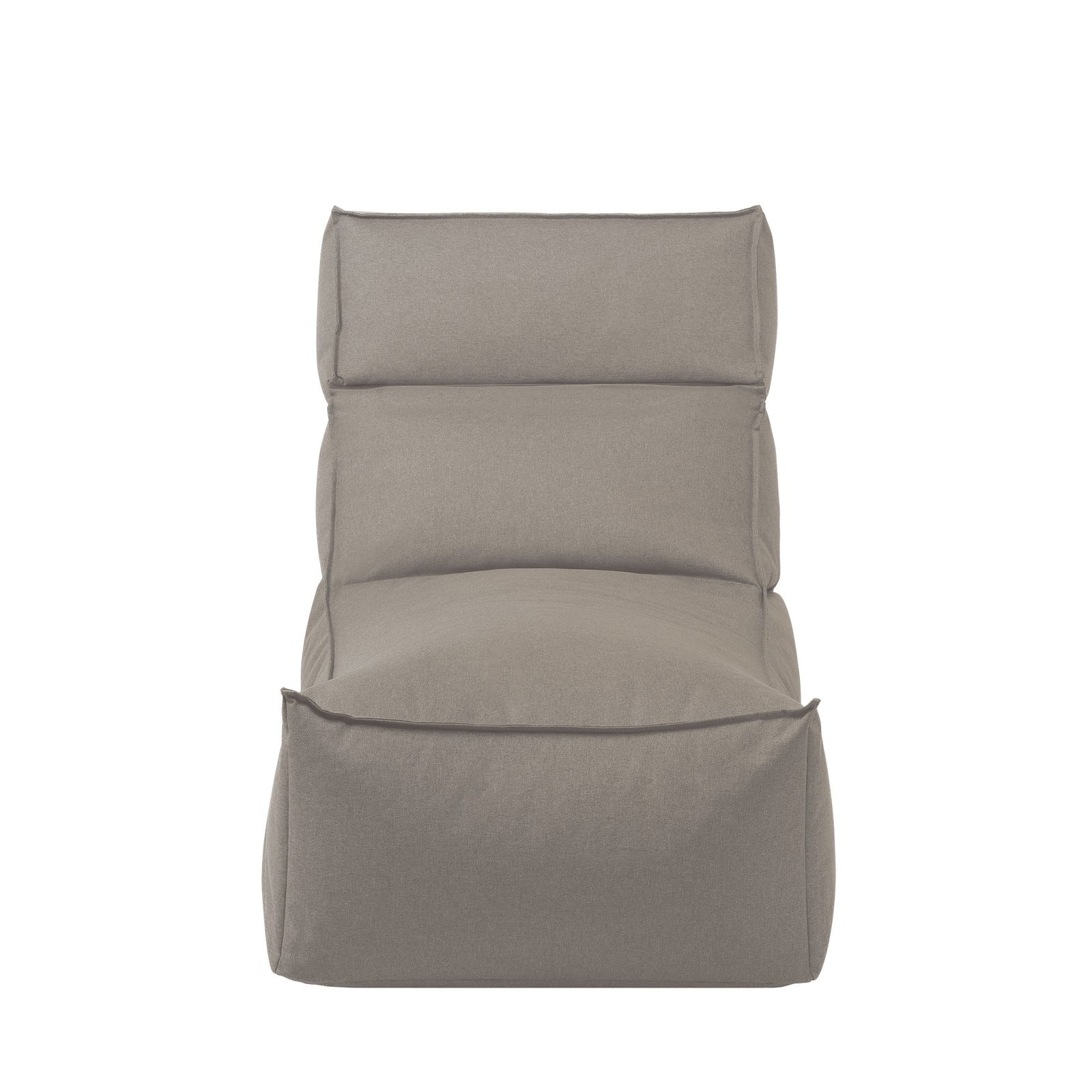 Casual gray bean bag chair with back support for relaxed seating in modern interiors.