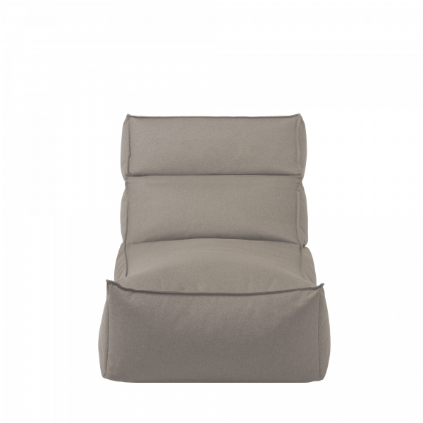 Stylish beige bean bag chair with a modern design and comfortable seating.