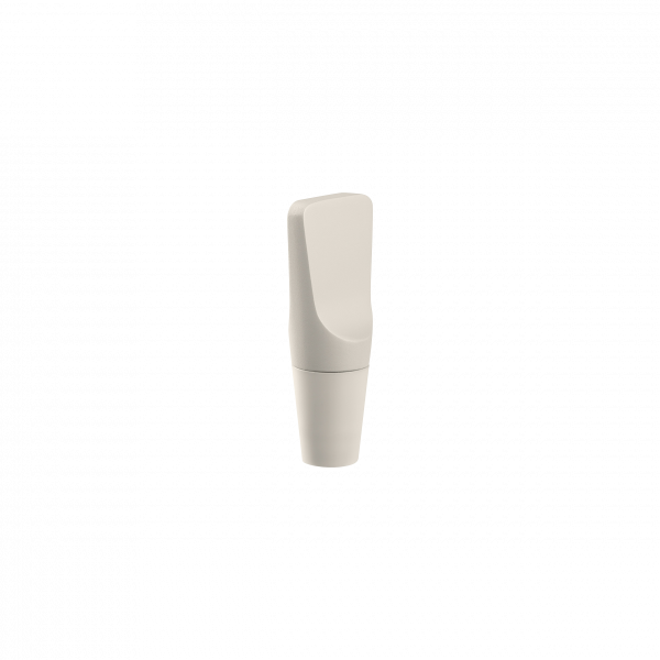 Minimalist weißer Lippenstift tube vor schwarzem Hintergrund, der ein elegantes Design zur Schau stellt.