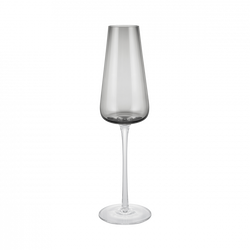 Elegant champagne flute with a slender stem and tall, curved bowl.