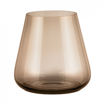 Elegant smoky glass vase with a modern tapered design for stylish home decor.