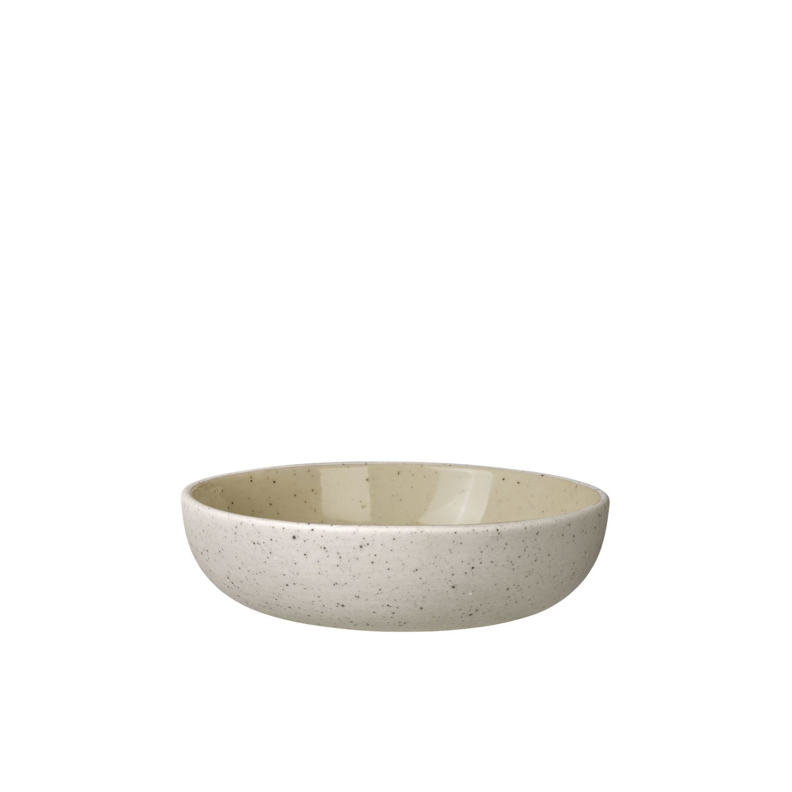 Light beige ceramic bowl with speckled finish, perfect for serving food or snacks.