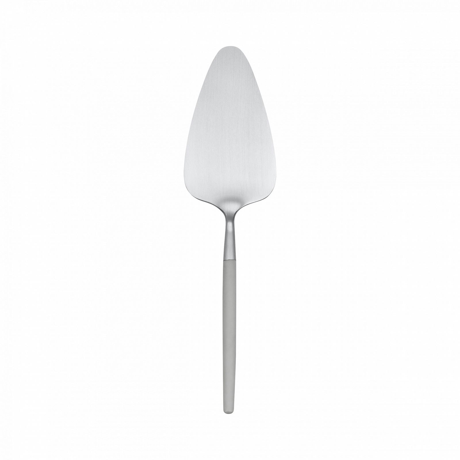 Stainless steel cake server with a sleek, modern design and ergonomic handle.