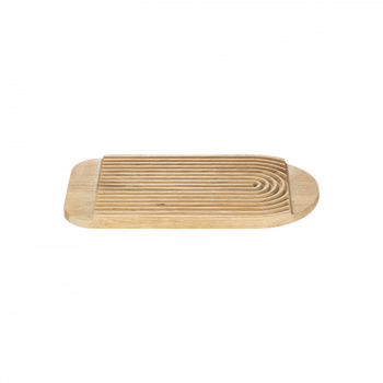 Wooden tray with a modern, minimalist wavy design for stylish home decor.