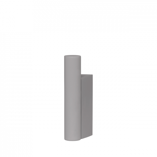 Modern abstract sculpture in gray, showcasing unique geometric shapes and minimalistic design.