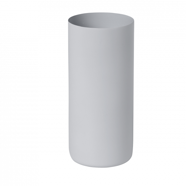 Minimalistische zylindrische graue Vase für moderne Wohnkultur und Innendesign.