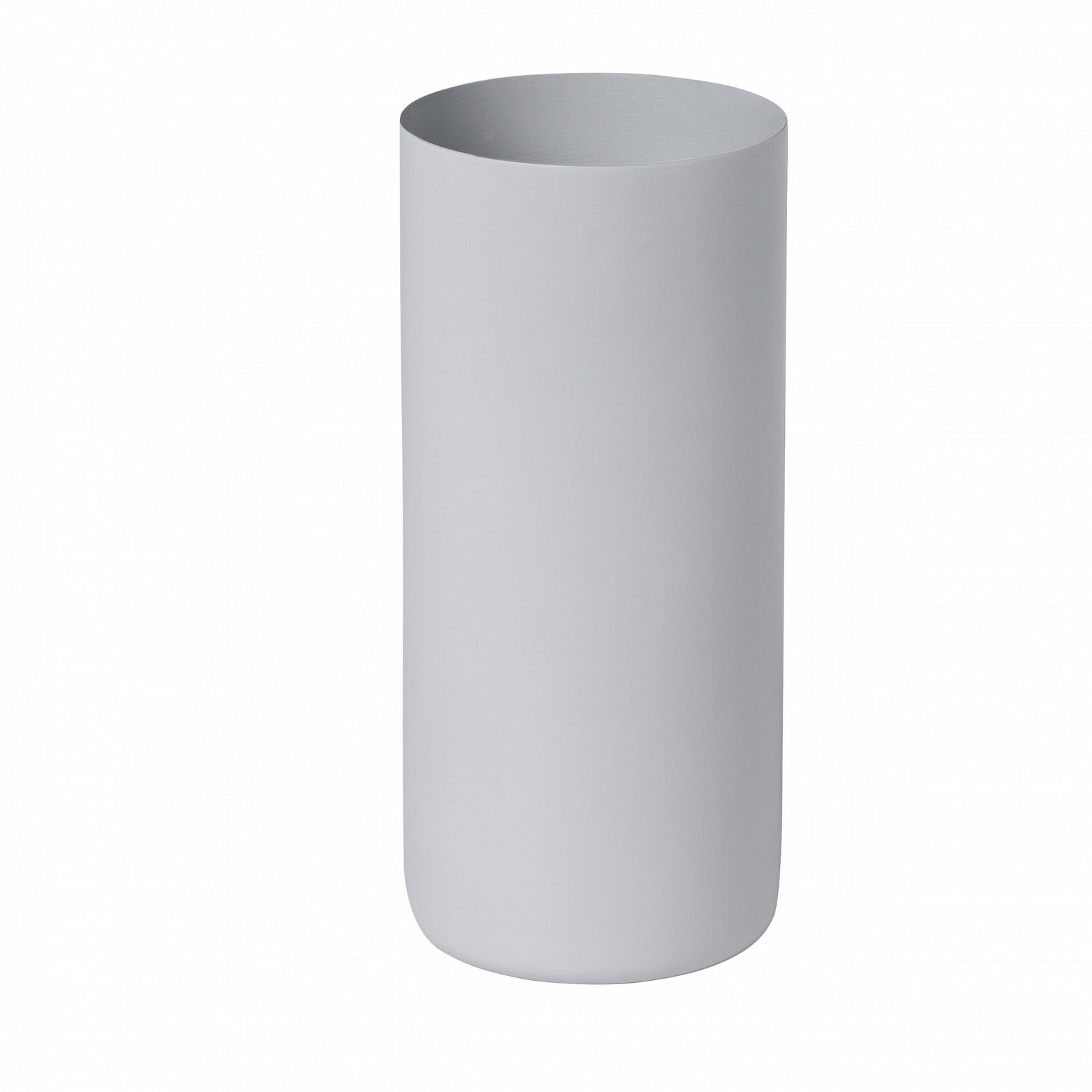 Minimalistische zylindrische graue Vase für moderne Wohnkultur und Innendesign.