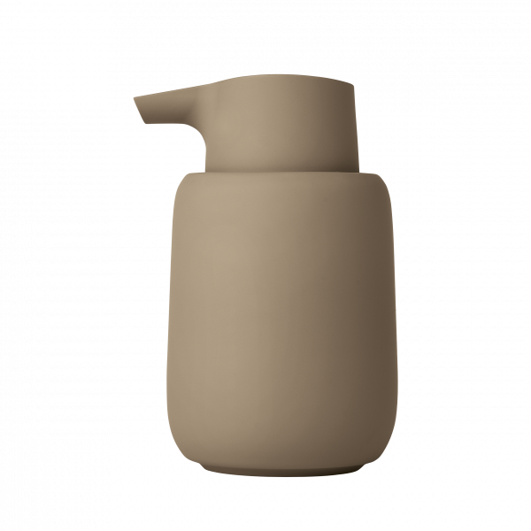 Minimalistischer beigefarbener Keramikeiniger mit modernem Design.