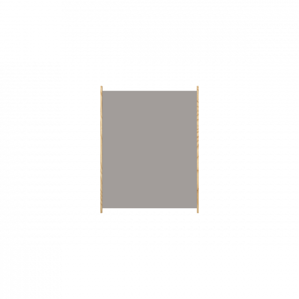 Blank gray canvas hanging between two wooden poles.