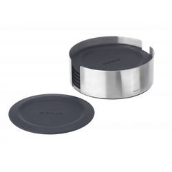 Stylish stainless steel and black tray set for stylish home organization and decor.