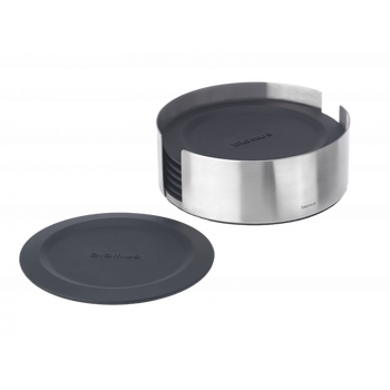 Stylish stainless steel and black tray set for stylish home organization and decor.