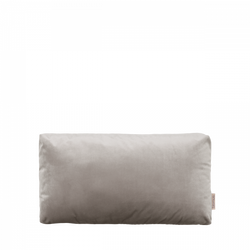 Soft grey decorative pillow on a white background for home decor enhancement.