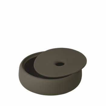 Stylische dunkelgrüne Aufbewahrungsbox mit Deckel zur Organisation von Haushaltsartikeln.