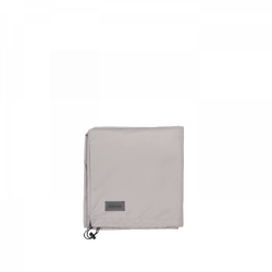Lightweight gray waterproof tarp with adjustable cord and logo label.