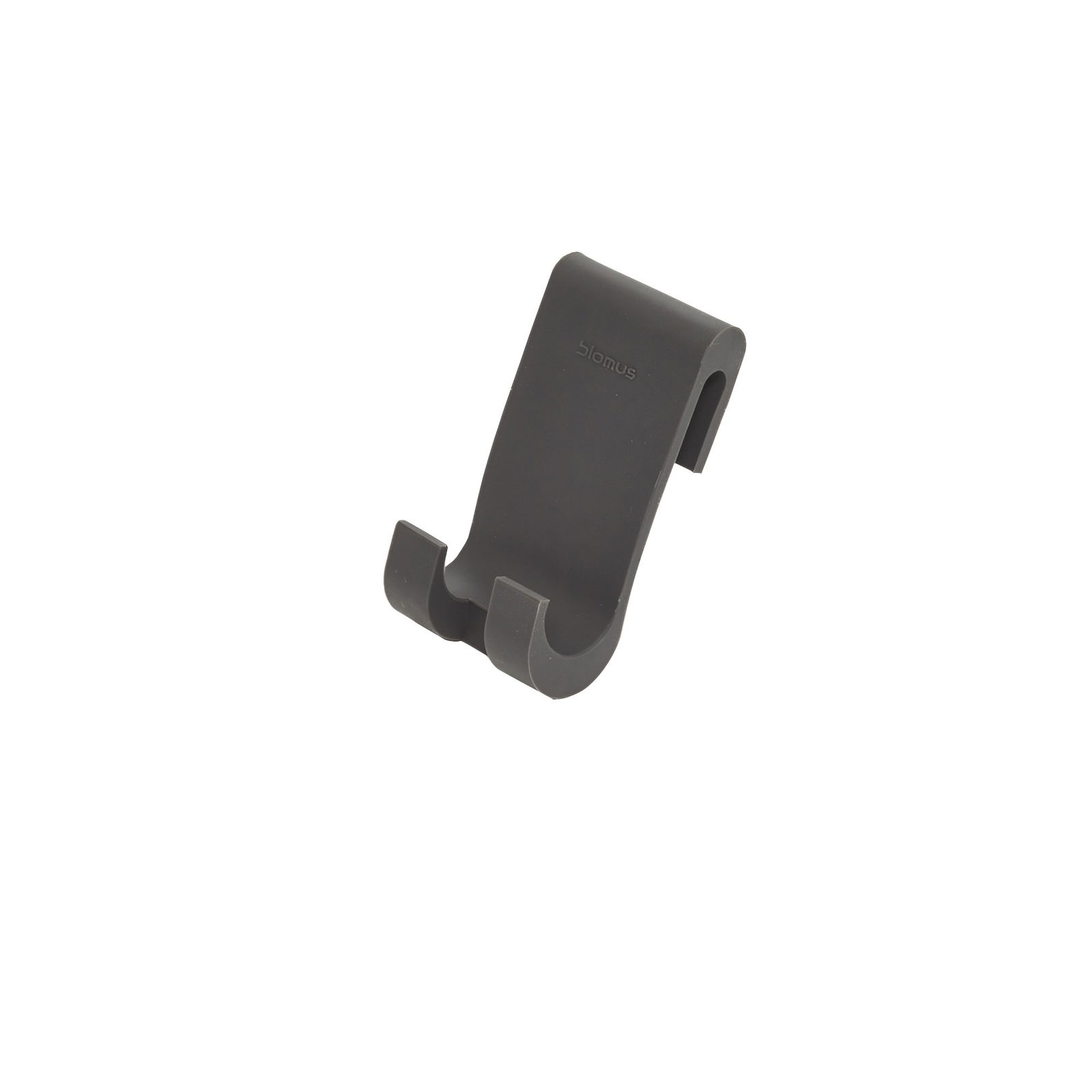 Eleganter grauer Smartphone-Halter für optimale Schreibtischorganisation und Erreichbarkeit.