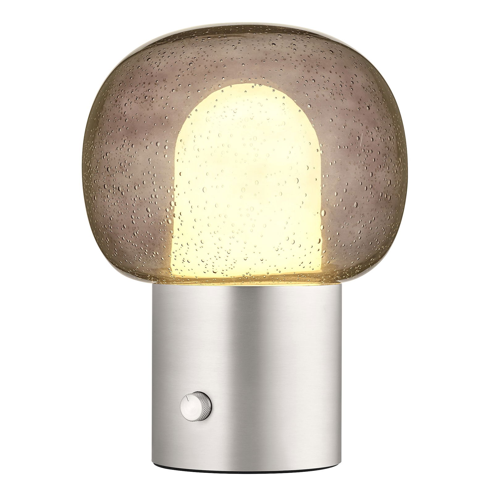 Stylische moderne Lampe mit kupferfarbigem lampenschirm und metallischer basis, ideal für die Wohnkultur.