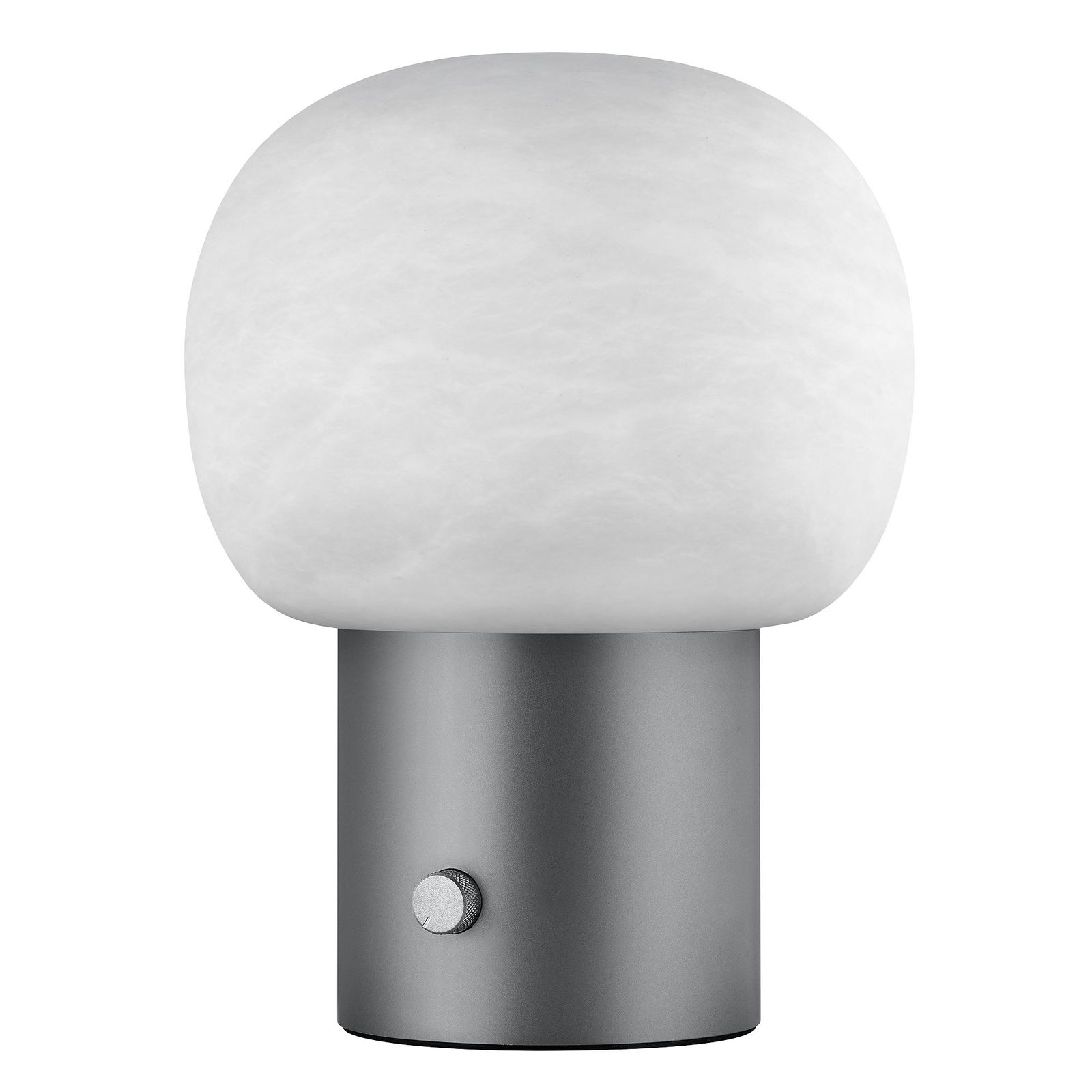Moderne weiße Globuslampe mit einem eleganten Metallfuß, perfekt für stilvolle Wohnkultur.