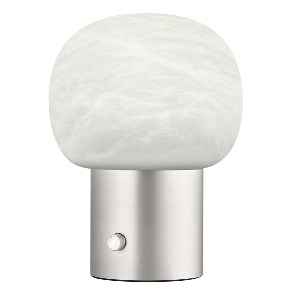 Moderne weiße Marmor Tischlampe mit einem eleganten Metallfuß, perfekt für stilvolle Wohnkultur.