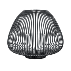 Moderne schwarze Drahtlampe mit minimalistischer Gestaltung und weichem weißen Licht.
