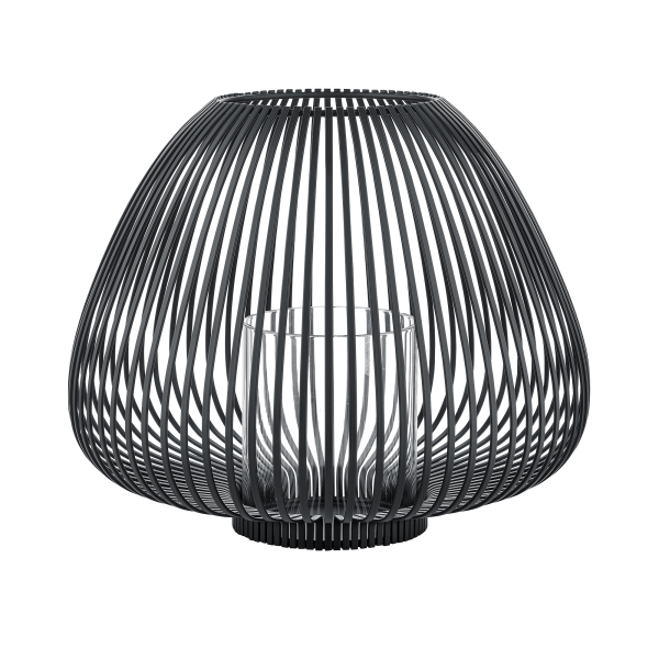 Moderne schwarze Drahtlampe mit minimalistischer Gestaltung und weichem weißen Licht.