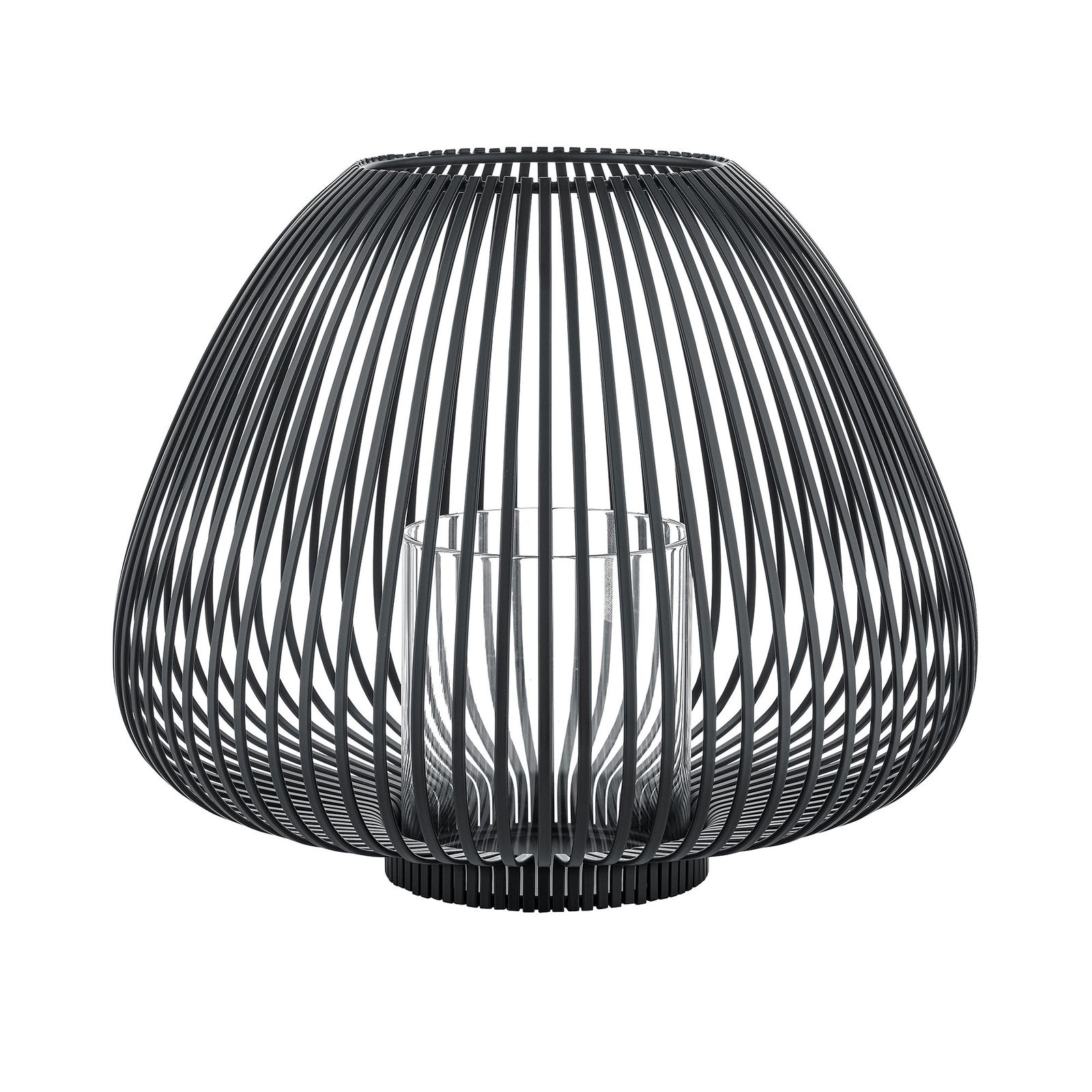 Moderne schwarze Drahtlampe mit minimalistischer Gestaltung und weichem weißen Licht.