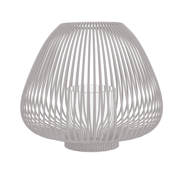 Stylische moderne Lampe mit einem einzigartigen Drahtgestell-Design und einem Glashalter für das Licht.