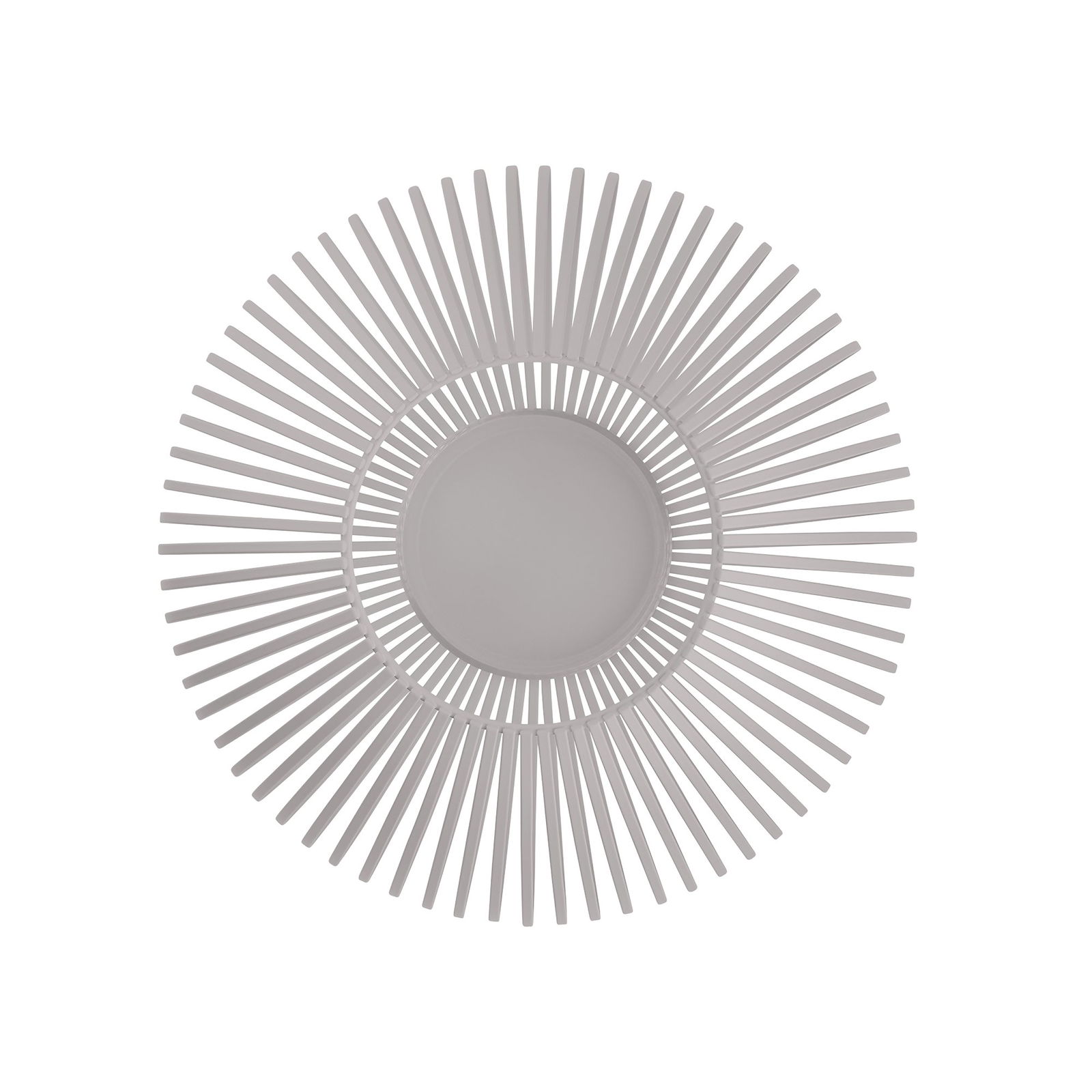 Dekorative runde Platte mit Sonnenstrahl-Design in neutralen Tönen, ideal für moderne Wohnkultur.