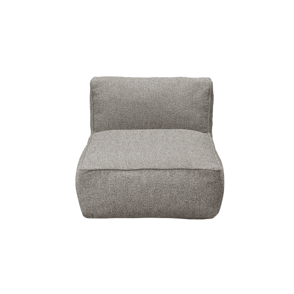 Modern gray lounge chair with a minimalist design and comfortable upholstery.