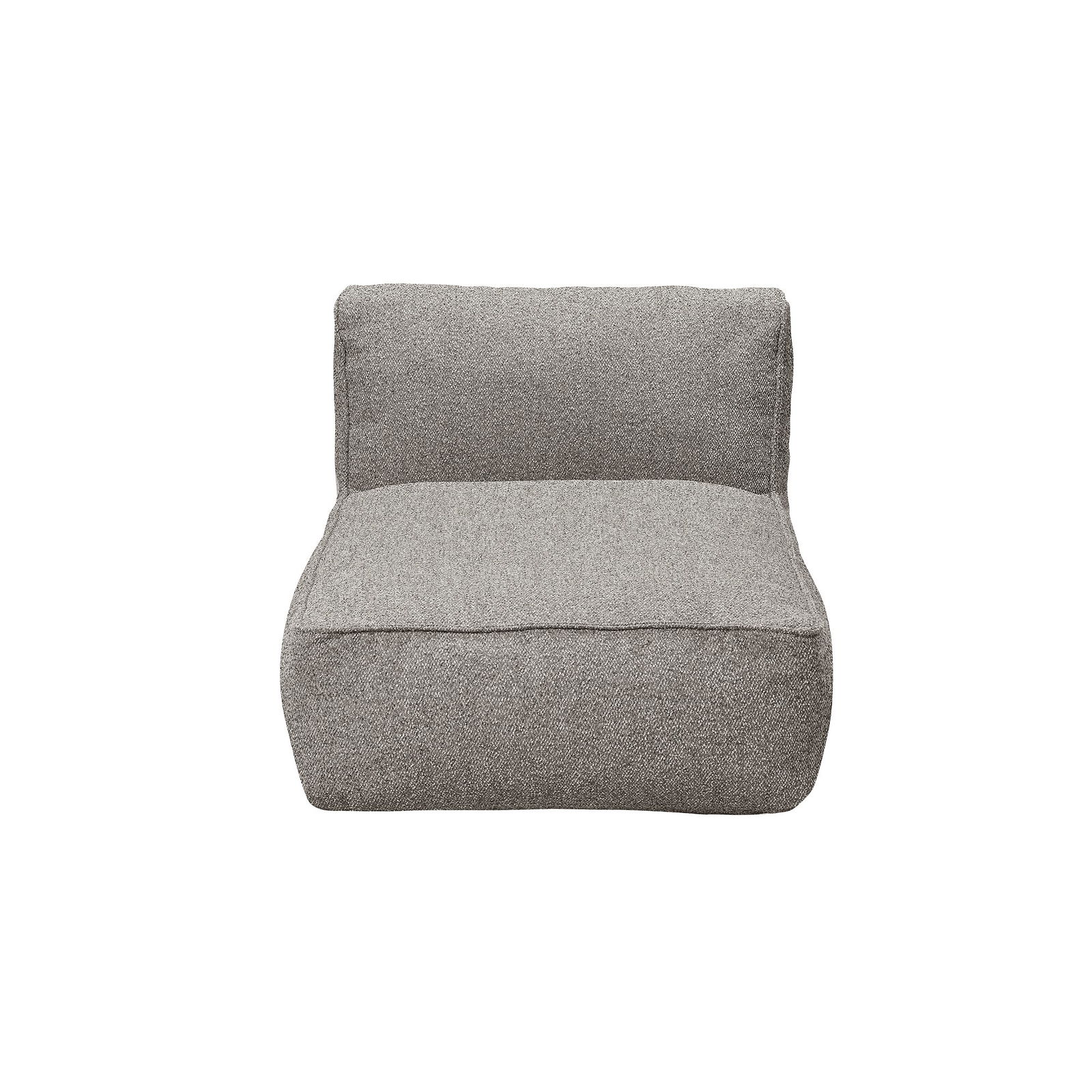 Modern gray lounge chair with a minimalist design and comfortable upholstery.