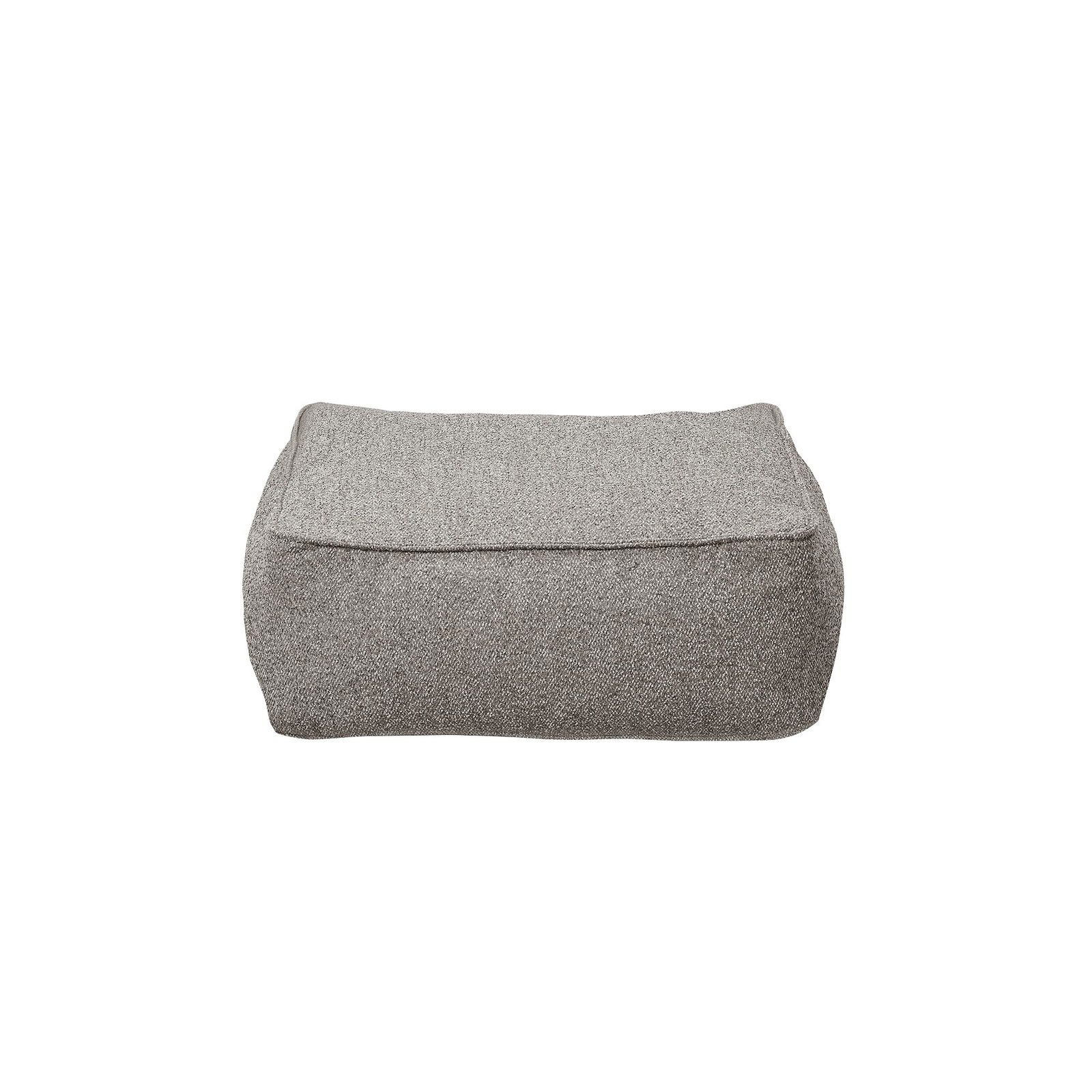 Stylischer grauer Ottoman auf schwarzem Hintergrund, perfekt für moderne Wohnkultur.