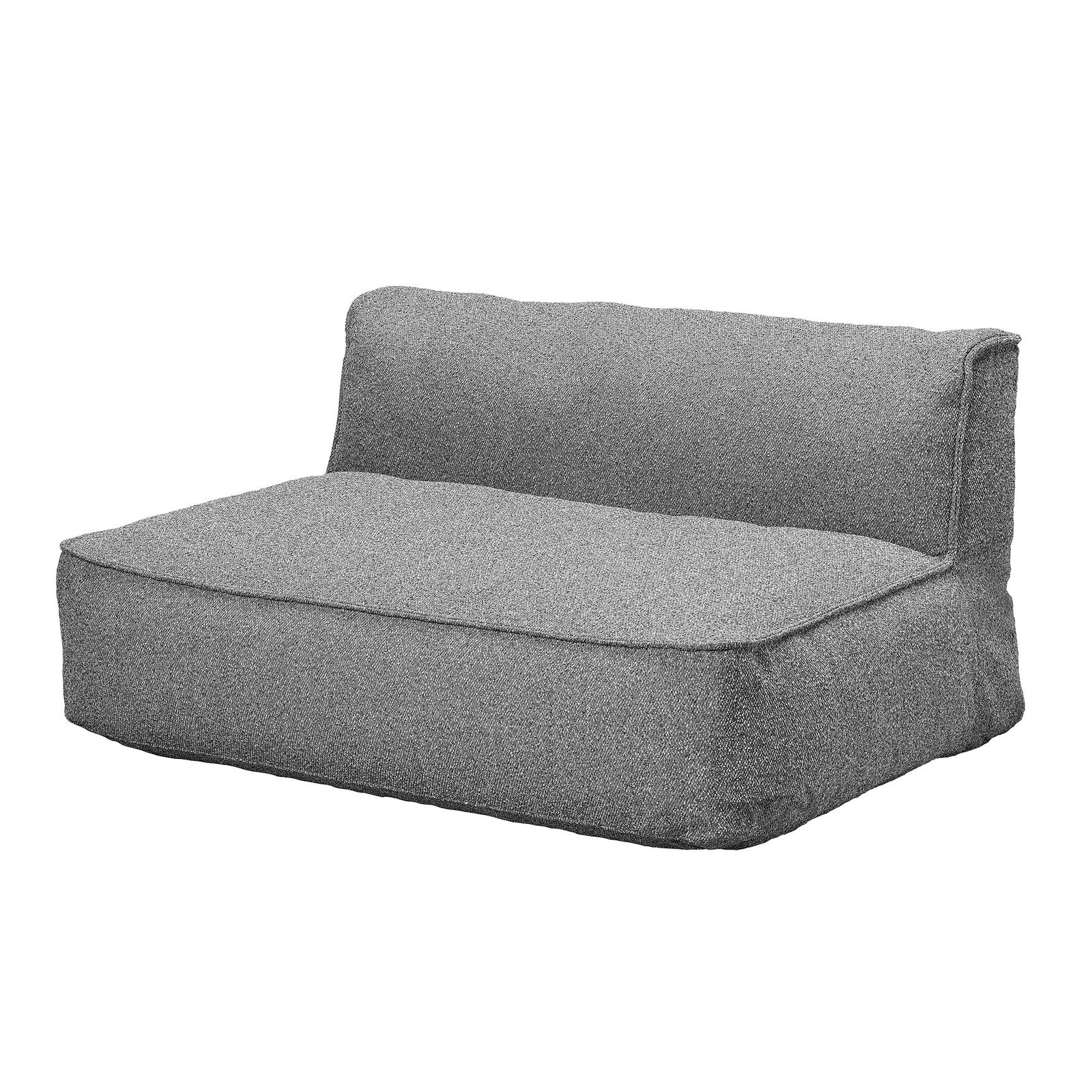 Cozy gray two-seater sofa with comfortable back support and modern design.