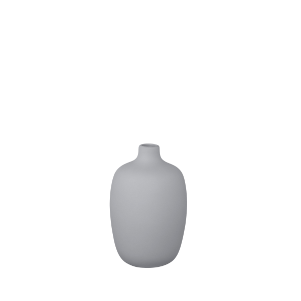 Minimalistische graue Vase auf einem einfachen Hintergrund, perfekt für moderne Wohnkultur.
