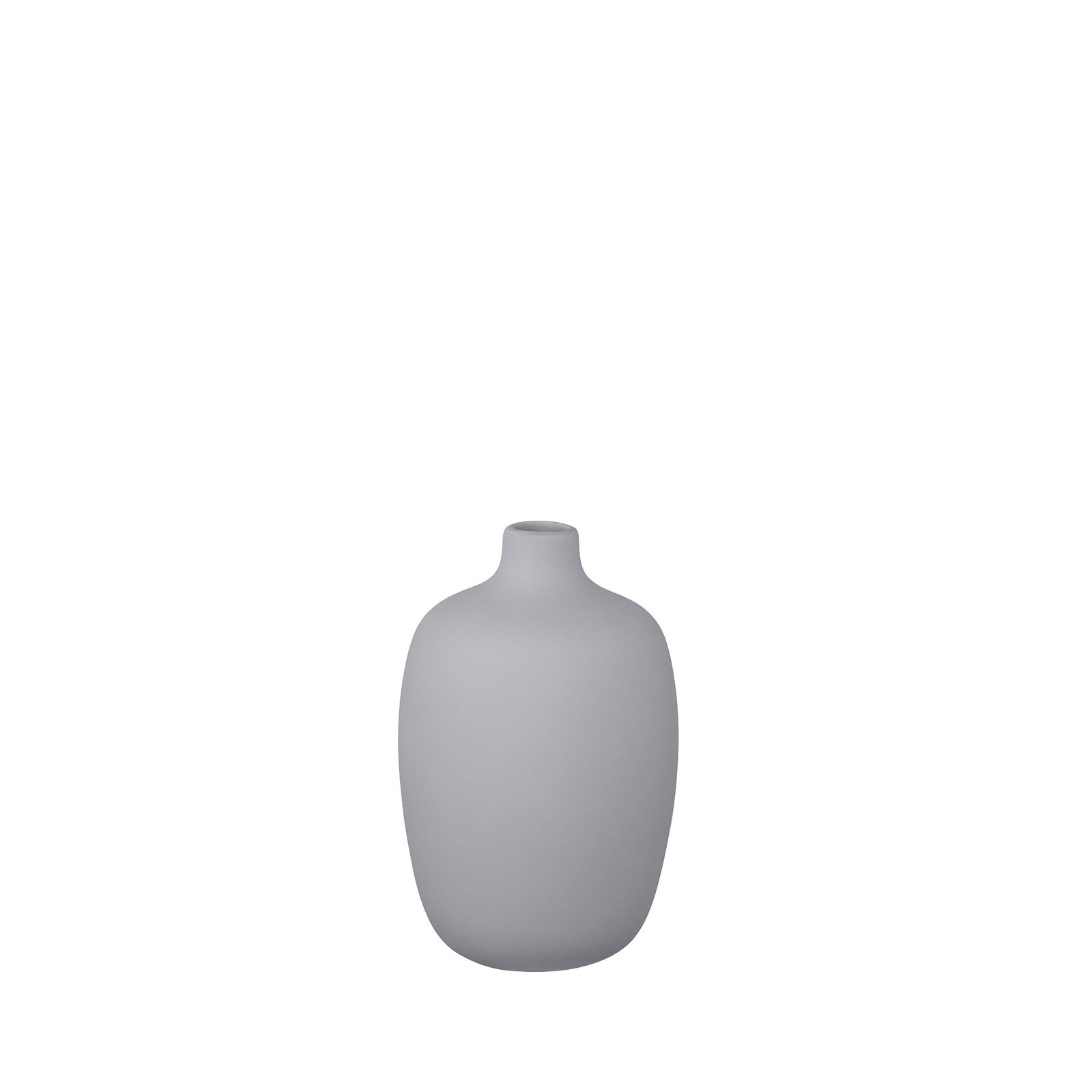 Minimalistische graue Vase auf einem einfachen Hintergrund, perfekt für moderne Wohnkultur.