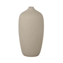 Elegant neutral-colored ceramic vase with a smooth, minimalist design.