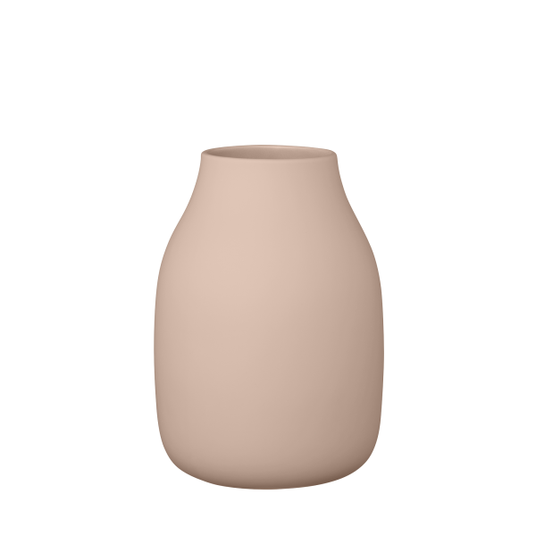 Minimalist beige vase with a smooth, rounded design for modern decor.