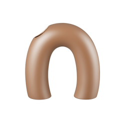 Brown ceramic arch-shaped vase with a modern design.