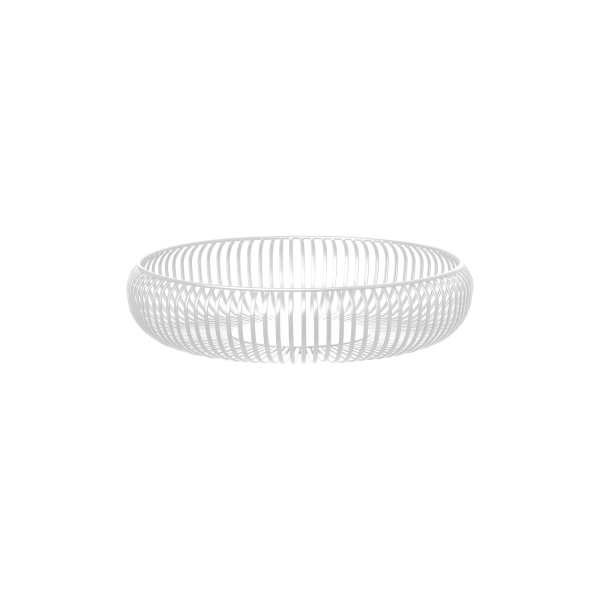 Modern white wire basket for stylish home organization and decor.